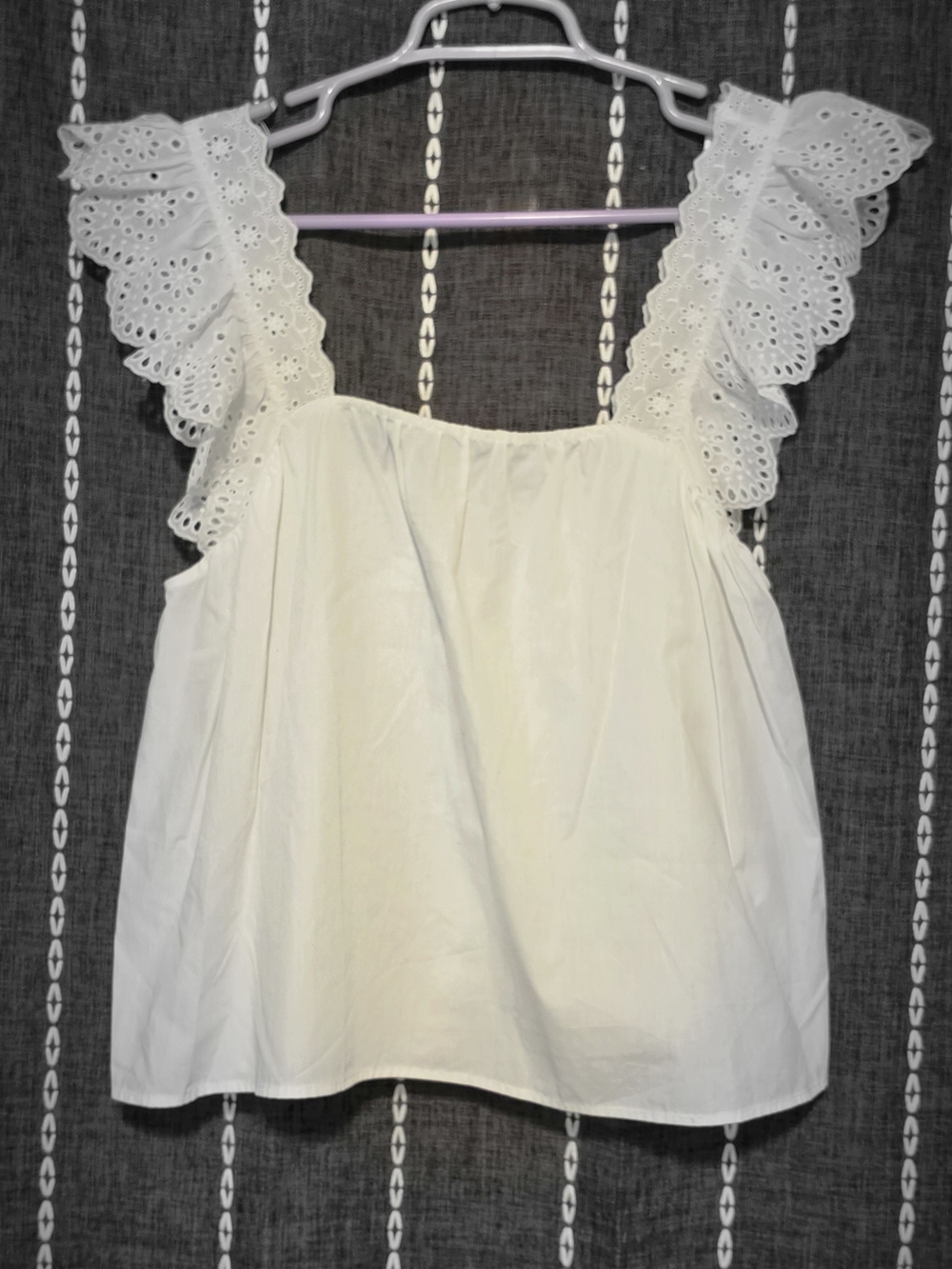 Zara White Eyelet Ruffle Strap Camisole